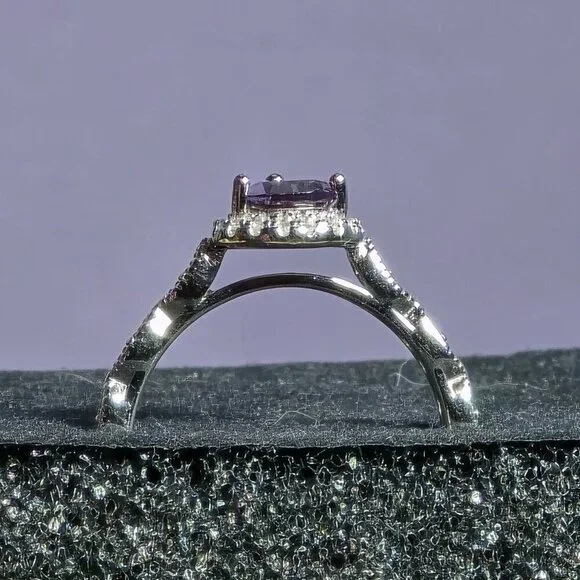 Pear-Cut Simulated Alexandrite & CZ Sterling Silver Ring Size 9 (NWOT)‎ - Picture 4 of 7
